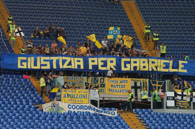 Lazio - Parma 10/11: striscione giustizia per Gabriele.